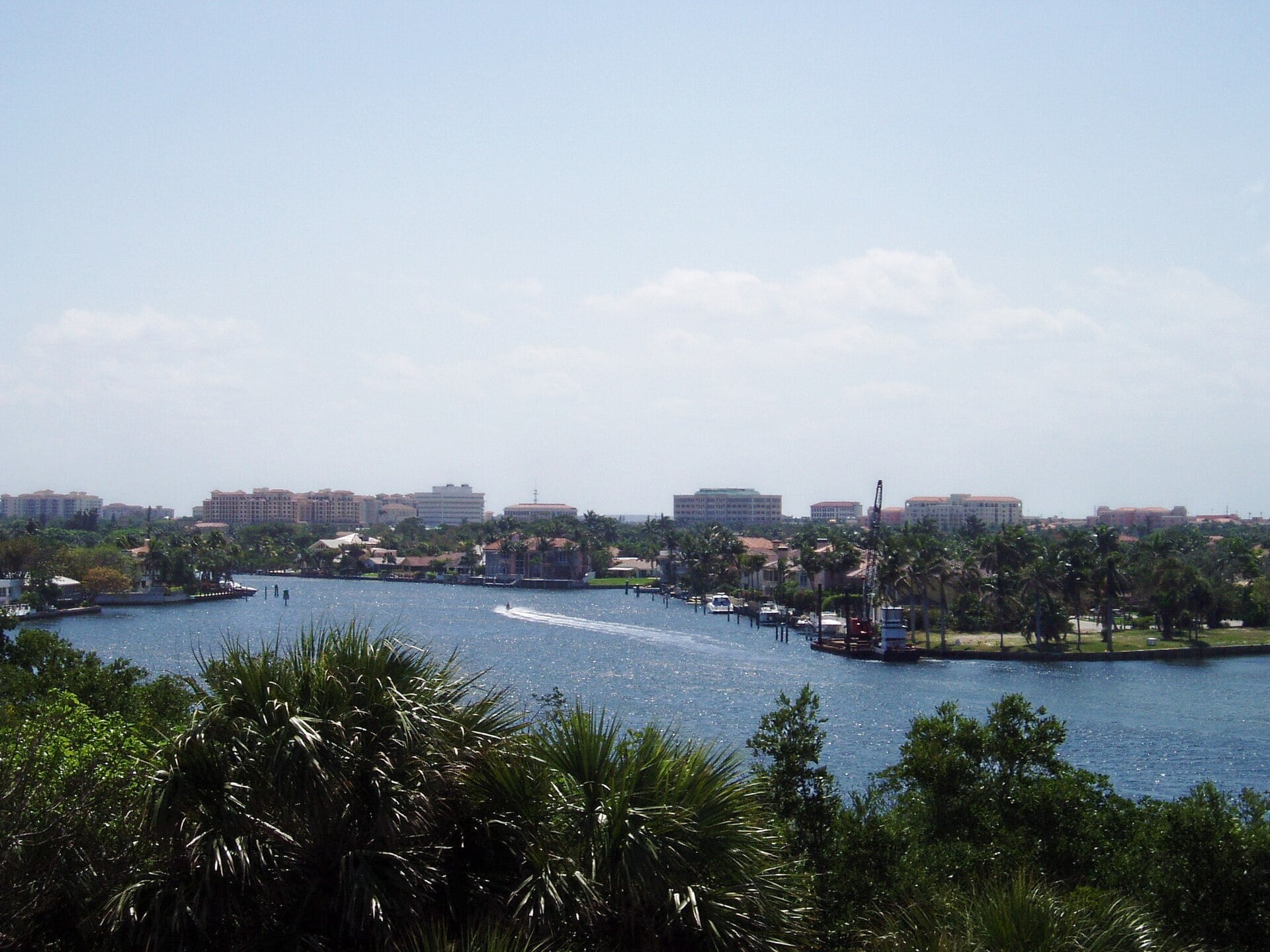 Downtown Boca Raton skyline with the Intracoastal Waterway in the foreground